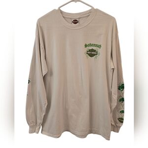 HARLEY-DAVIDSON SAVANNAH, GEORGIA ST. PATRICK'S DAY LONG SLEEVE TEE. SIZE LARGE.